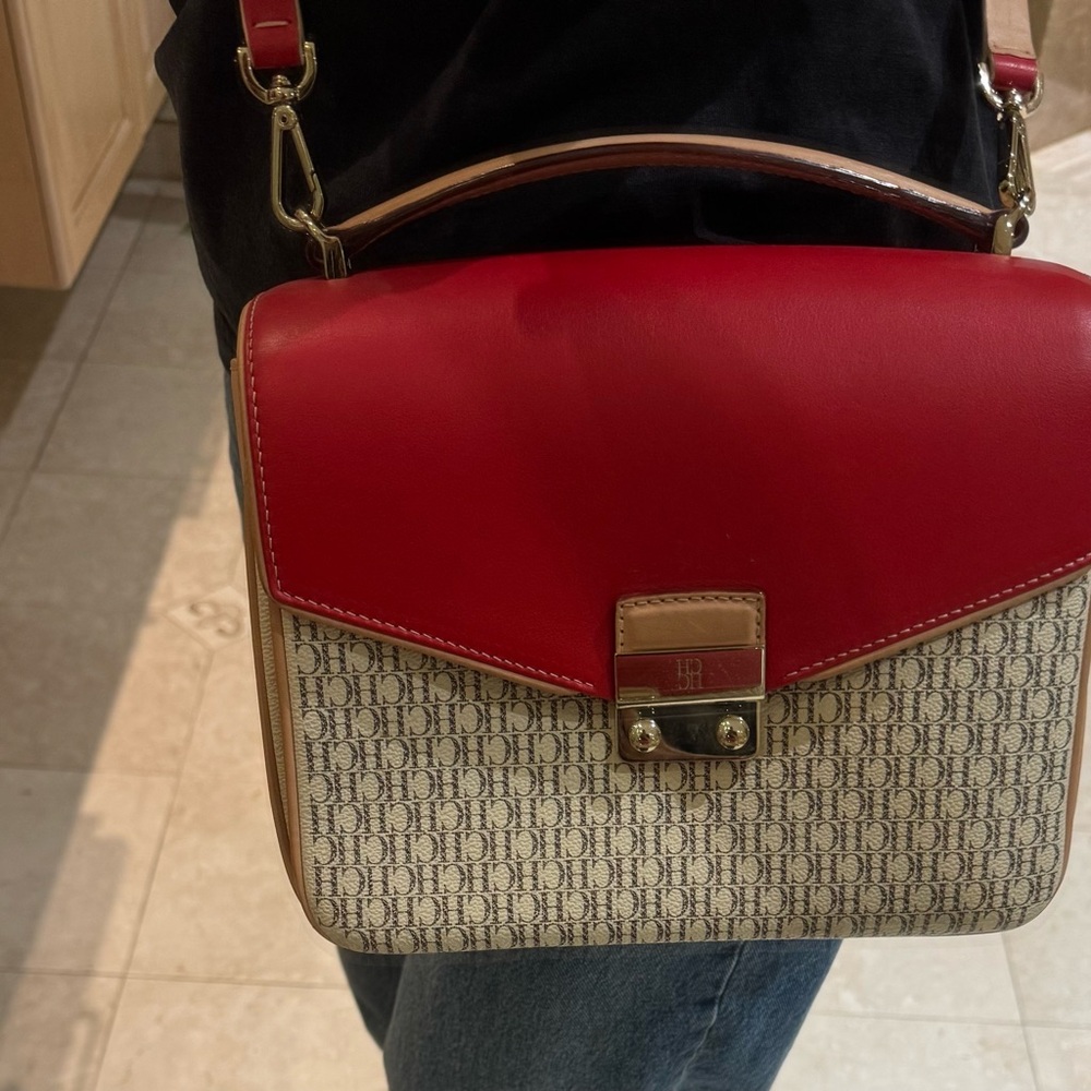 Carolina Herrera Red and Tan Women's Bag